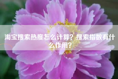 淘宝搜索热度怎么计算？搜索指数有什么作用？