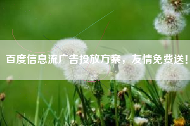 百度信息流广告投放方案，友情免费送！